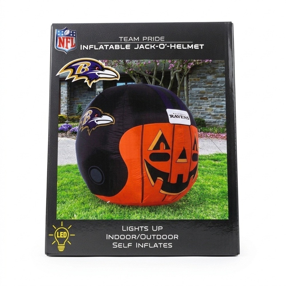 NFL Baltimore Ravens 4 FT Inflatable Jack-O-Helmet LED Pumpkin Halloween Decor